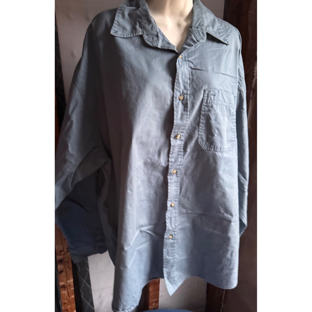 Wrangler Premium  Mens 3XL Blue Gray Cotton Twill Button Down Shirt Long Slv